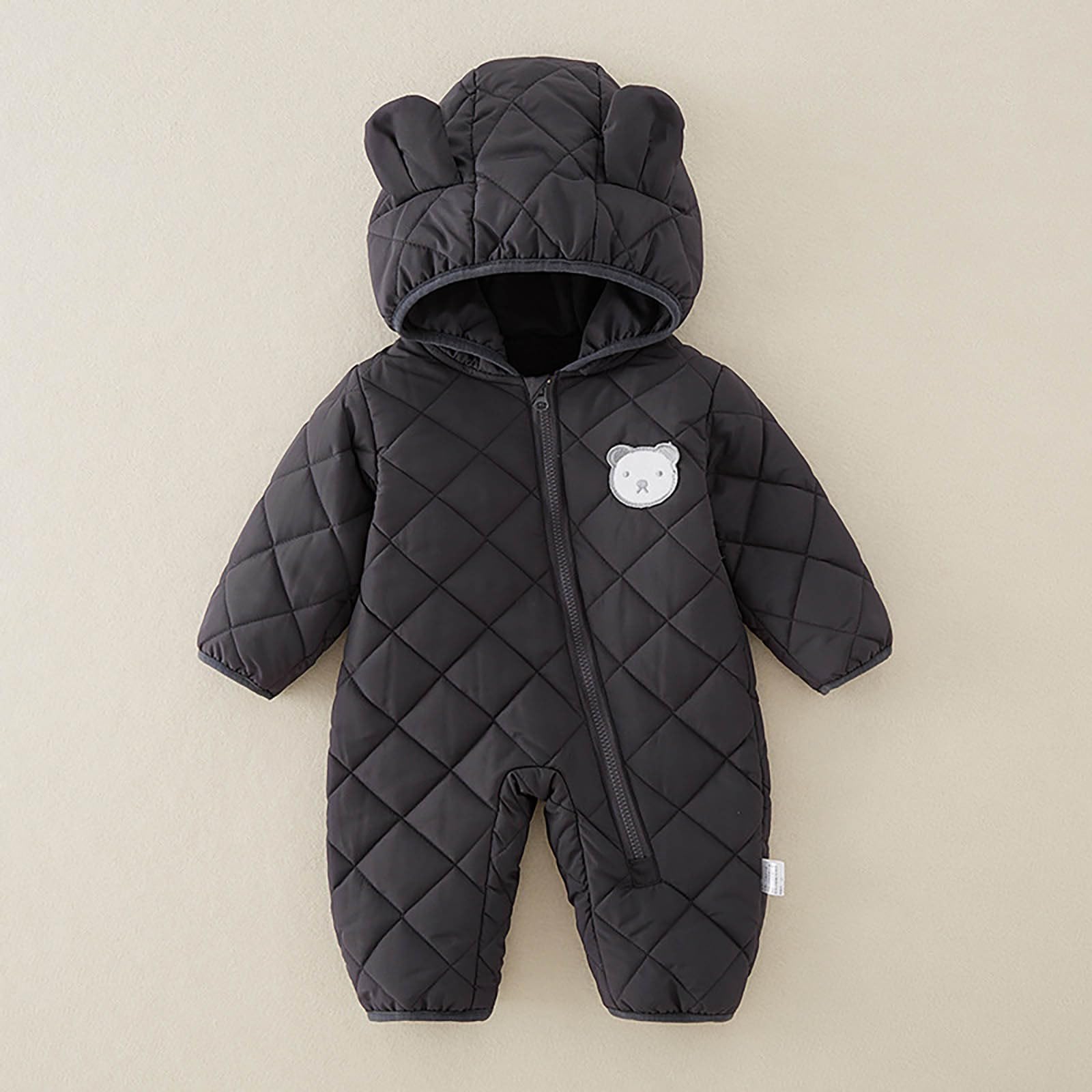 WWricotta Body invernale a tuta con cappuccio orso, caldo pile, per neonati e bambini, abbigliamento da neve e freddo/A