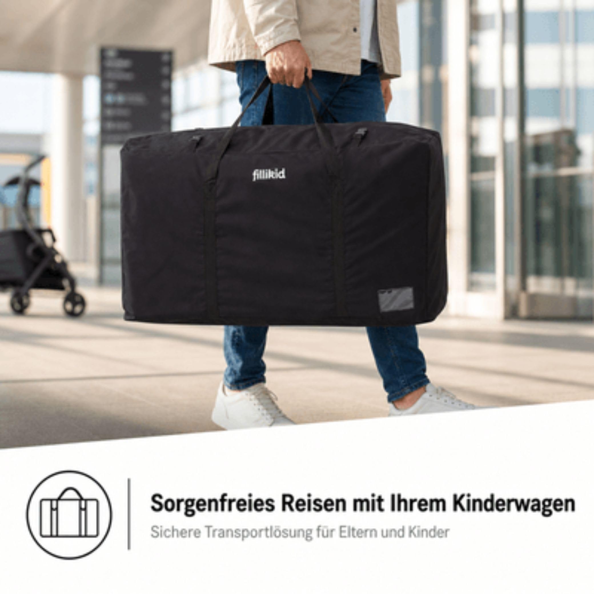 Fillikid Transporttasche für Kinderwagen, Buggys & Autositze mit Riemen und Adressfenster für Joie Mytrax Litetrax