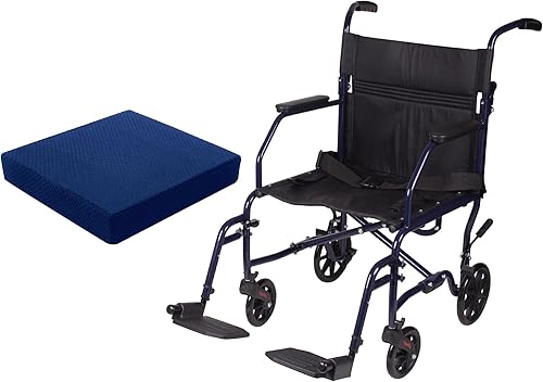 Miniatura 11 de Carex Transport Wheelchair with Cushion, 19 inch Seat - Folding Transport Chair with Foot Rests