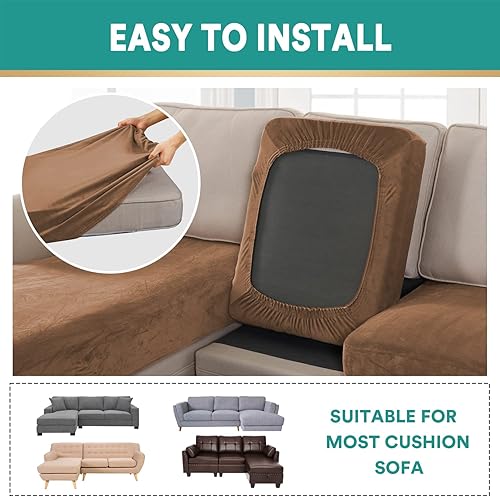Miniatura 4 de cjc Fundas de sofá seccional, 3 piezas, fundas de sofá para sofá seccional, terciopelo en forma de L, cojín separado, funda de diván, protector
