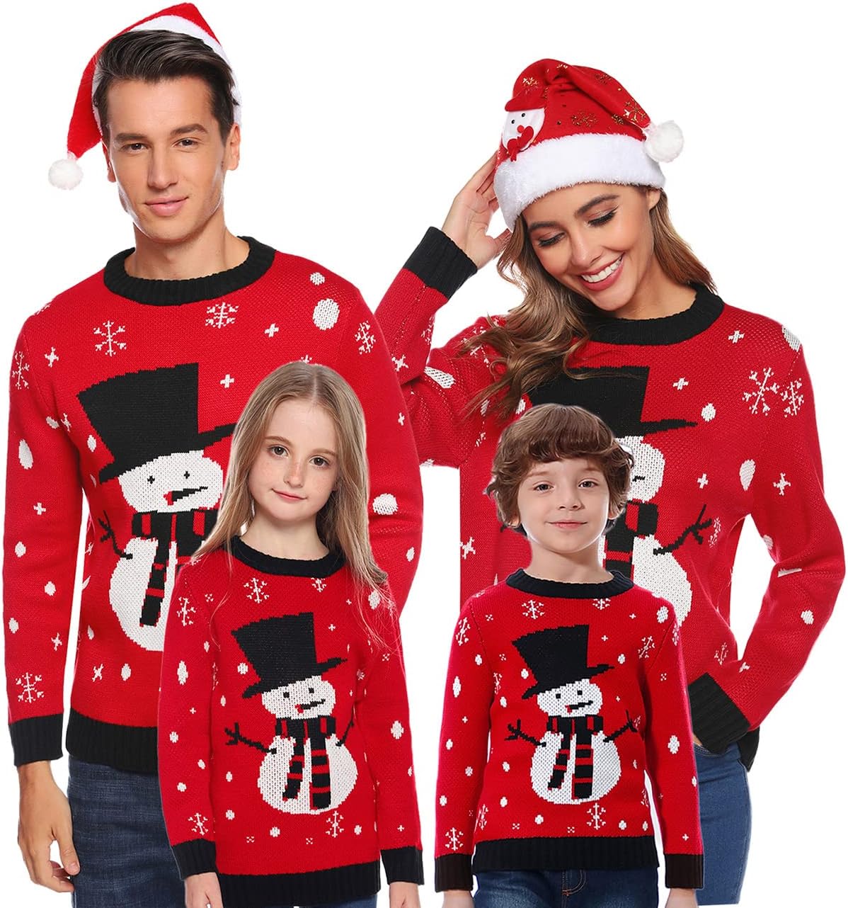 Marvmys Matching Family Snowman Christmas Sweater Ugly Funny Xmas Holiday Knitted Pullover Top