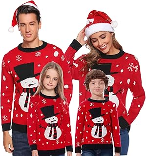 Matching Family Snowman Christmas Sweater Ugly Funny Xmas Holiday Knitted Pullover Top