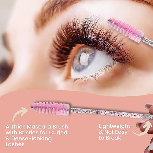 Miniatura 3 de Pinzas de pestañas con punta de fibra de precisión para extensiones de pestañas (rosa bebé), edición limitada, viene con cepillo de rímel, caja de