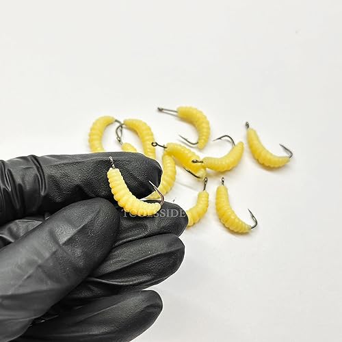 Miniatura 5 de TOOLSSIDE 1 docena de gusanos de goma cebos de pesca #10 (12 piezas) plantillas de crappie, gusanos de pesca, larvas de pesca a granel para trucha,