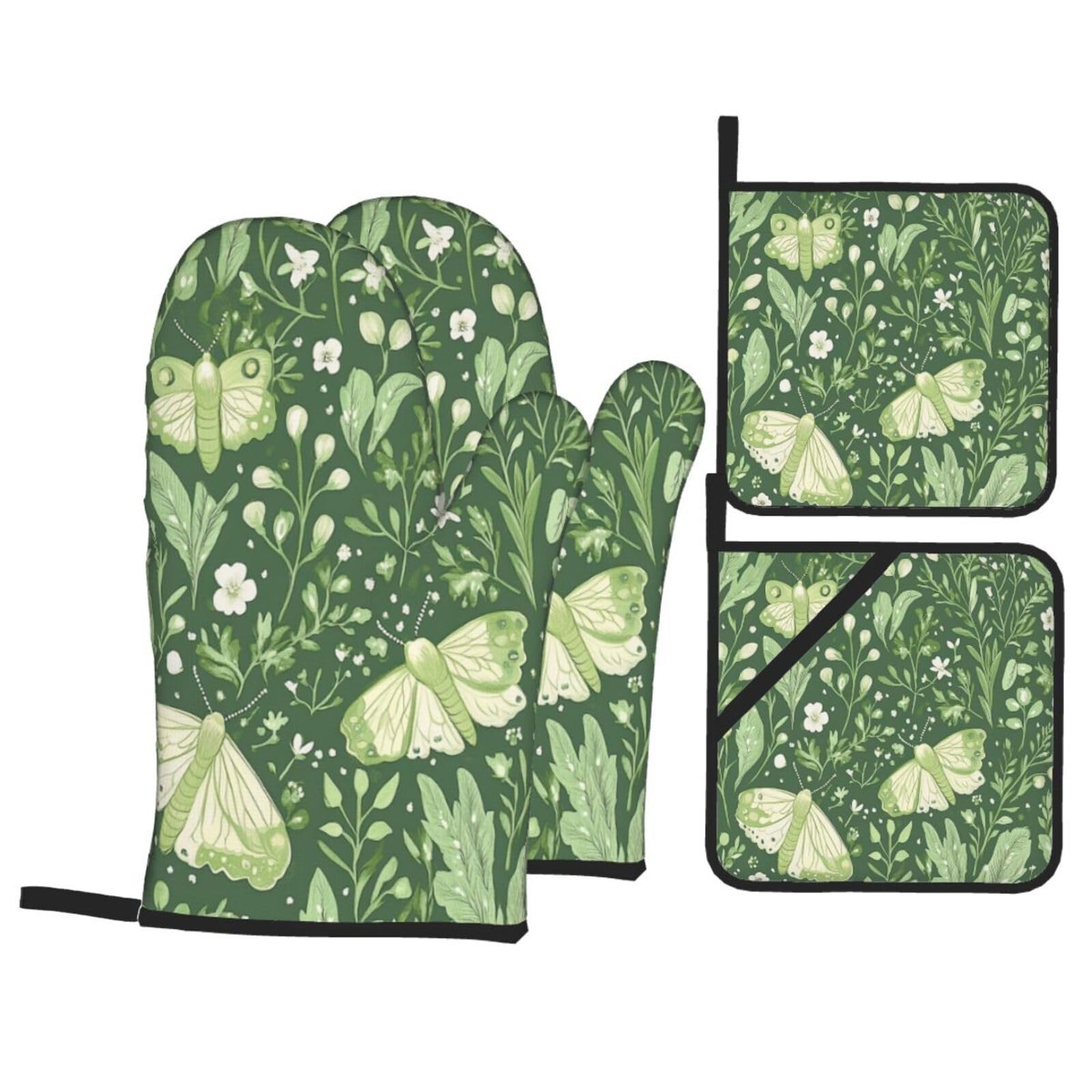Guantes de Barbacoa Manoplas de Cocina Agarraderas Bolsillo Agarre Flexible
