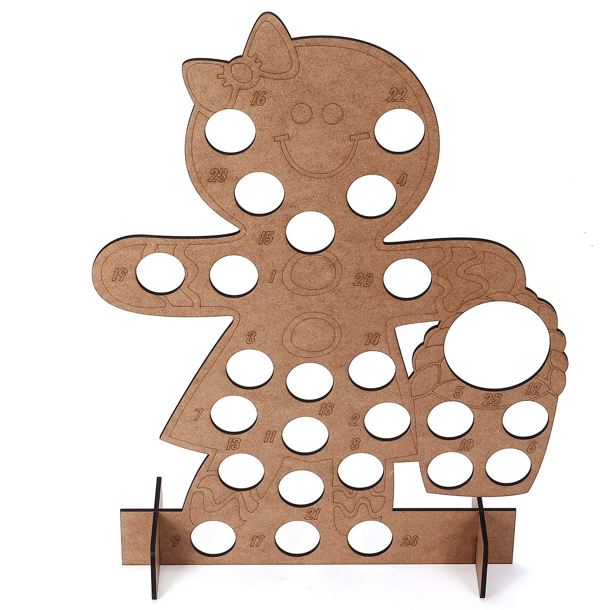 Wooden Advent Calendar Gingerbread Lady Chocolates Storage Box Gift Christmas Decorations