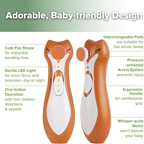 Miniatura 4 de haakaa Recortador de uñas eléctrico para recién nacidos, niños pequeños, adultos, lima de uñas eléctrica para bebés con 6 cabezales de repuesto y