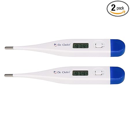 Dr. Odin Digital Medical Thermometer FDA Approved Quick 40 Second Reading for Oral, Rectal Detecting Fever Baby, Children Adult and Pet - Pack of 2-MT101