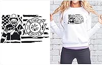 Vista 1 de Parches termoadhesivos de la familia de bomberos de la bandera estadounidense, calcomanías de transferencia de letras para camisetas, ropa de tela