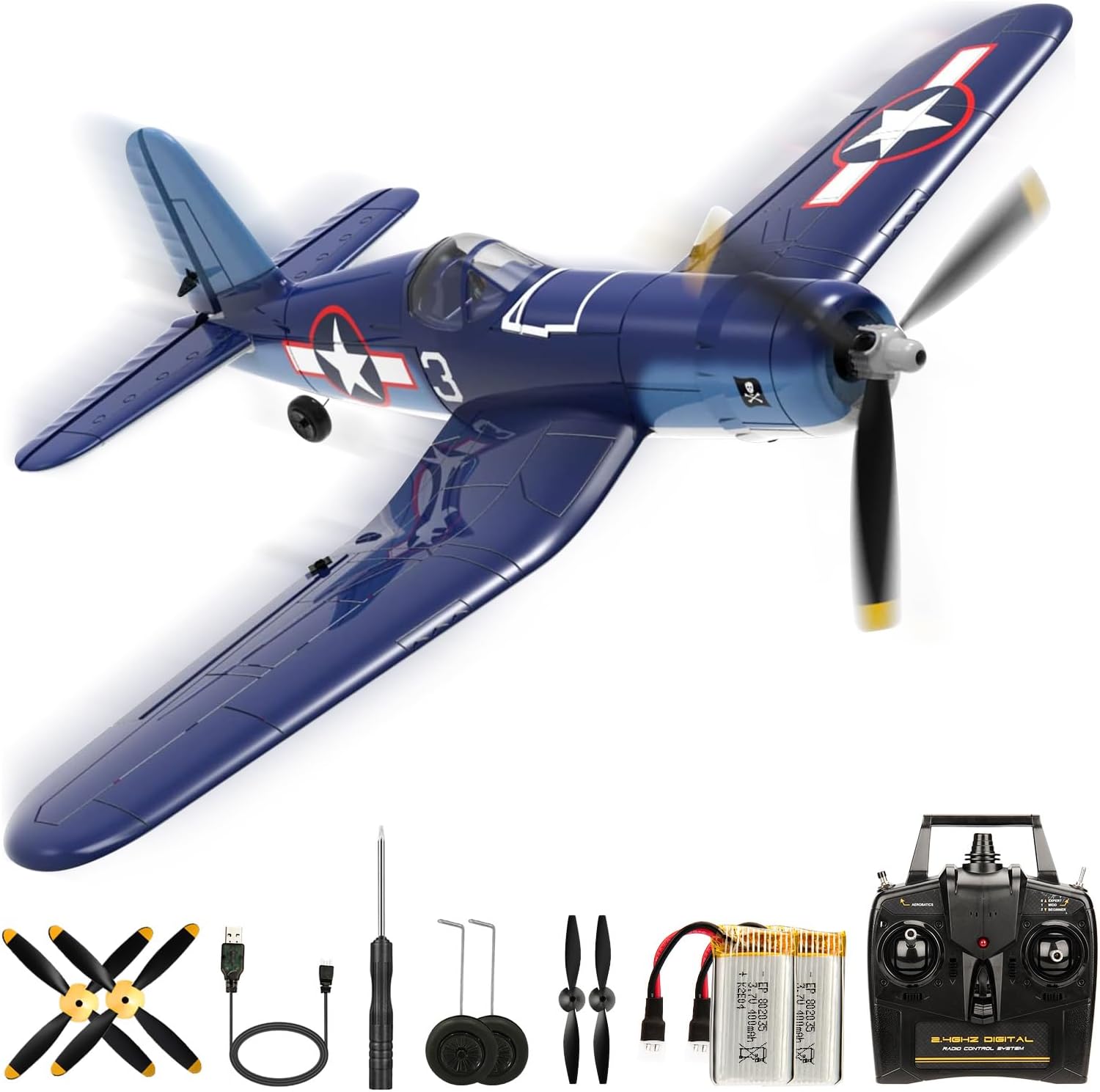 2023 New Upgrade F4U Corsair RC Plane 4 Channel RTF Remote Controlled Aircraft RC Airplane for Beginners Adult with Xpilot Stabilization System