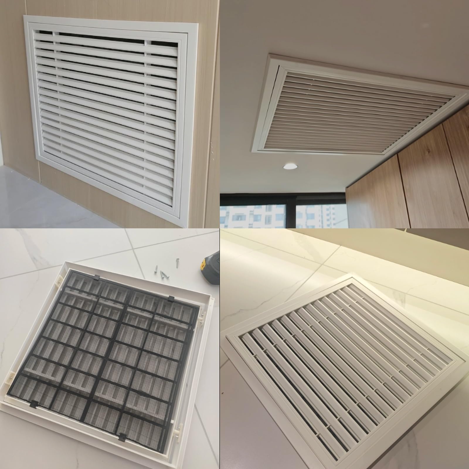 ABS Panel de Acceso, Filtro de Nailon ExtraíBle, Puerta de Inspección | Panel de Acceso Electricidad, Marco de Esquina Reforzado, Rejilla de Ventilación para Montaje en Techo y Par(40x40cm/16x16in)