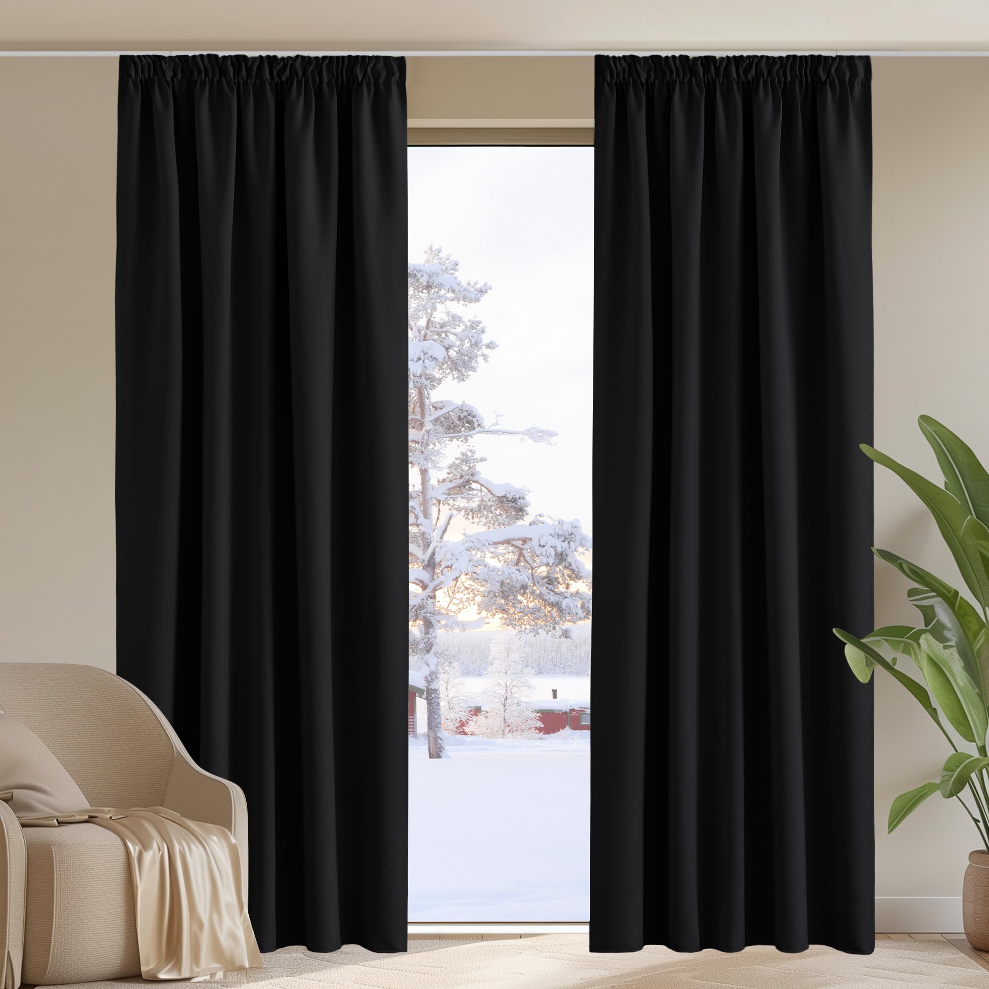 Pony Dance Black Out Thermal Curtain Draperies - Light Blocking Room Darkening Pencil Pleat Curtain For Halloween Decor Window Treatment Energy Saving, Panels, Curtains 90X90 Size 2
