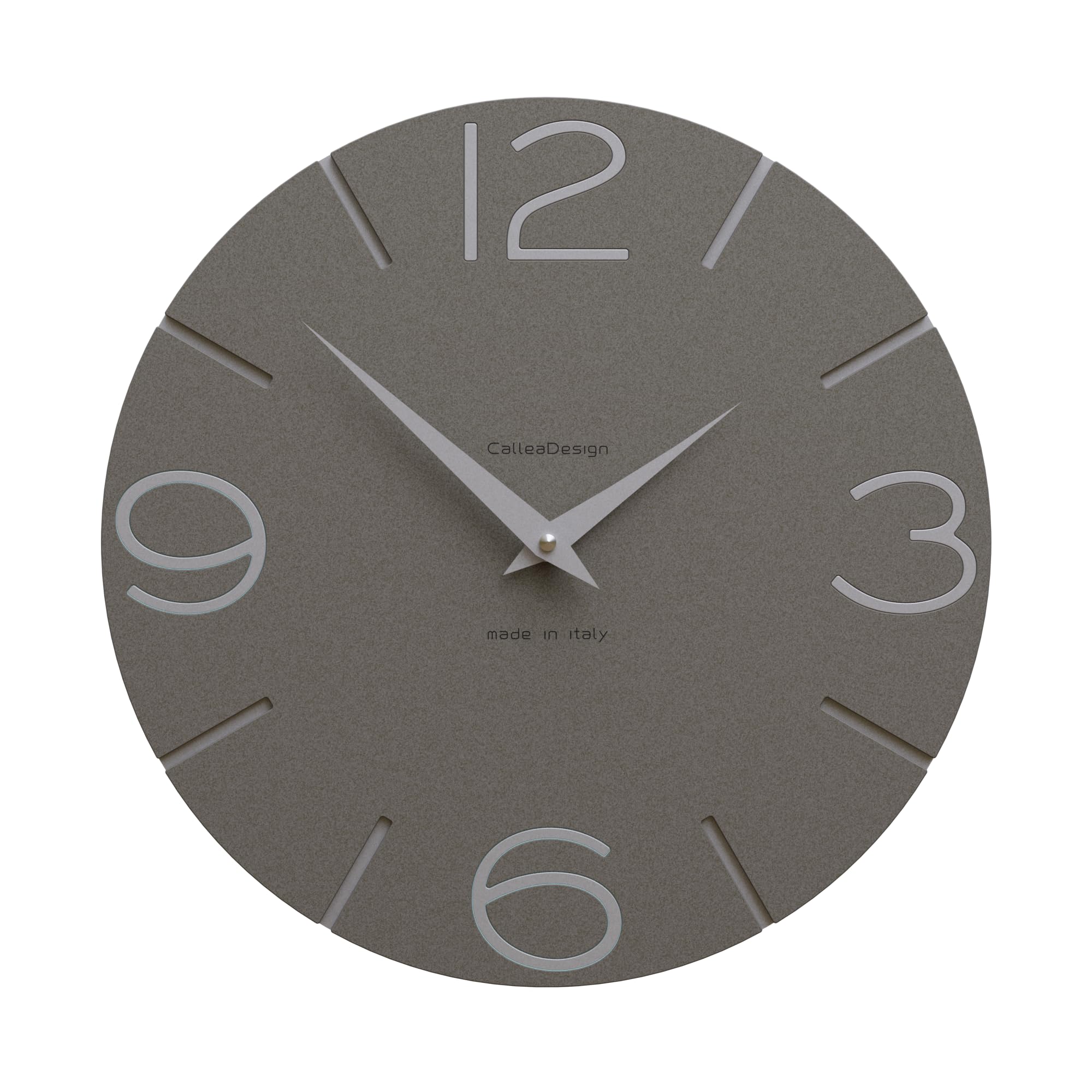 CalleaDesign Wanduhr Smile – Handgefertigt in Italien, Leise, Modernes Design, 30 cm – Elegantes Holz, Deutsches Uhrwerk – Farbe Quarzgrau