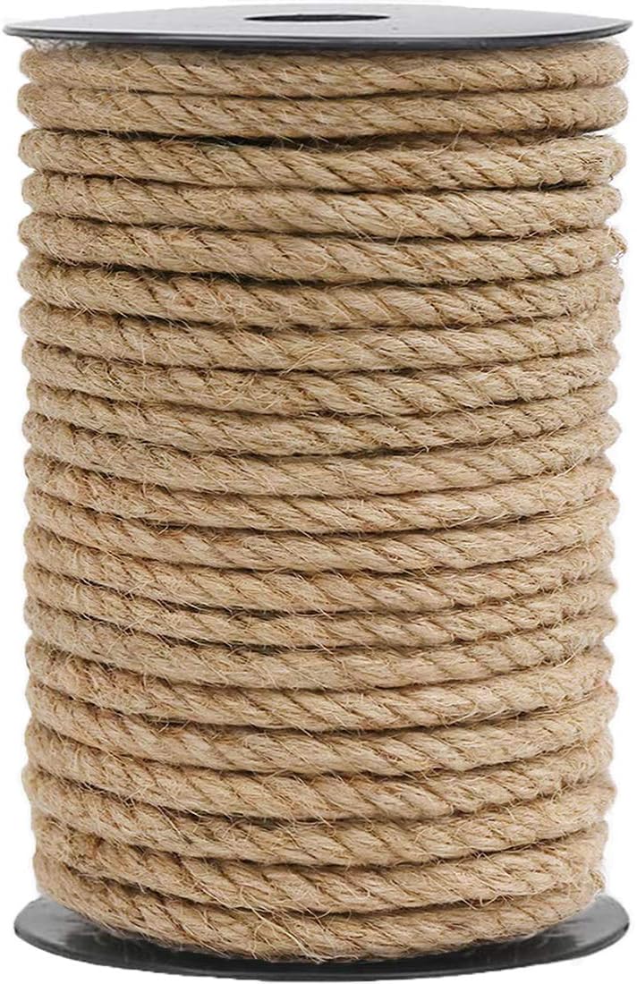 Jute Rope Natural Jute Twine 8mm 33ft Rope Cord Craft for Packaging Arts Crafts Decoration Bundling Gardening Home Cat Scratching Post