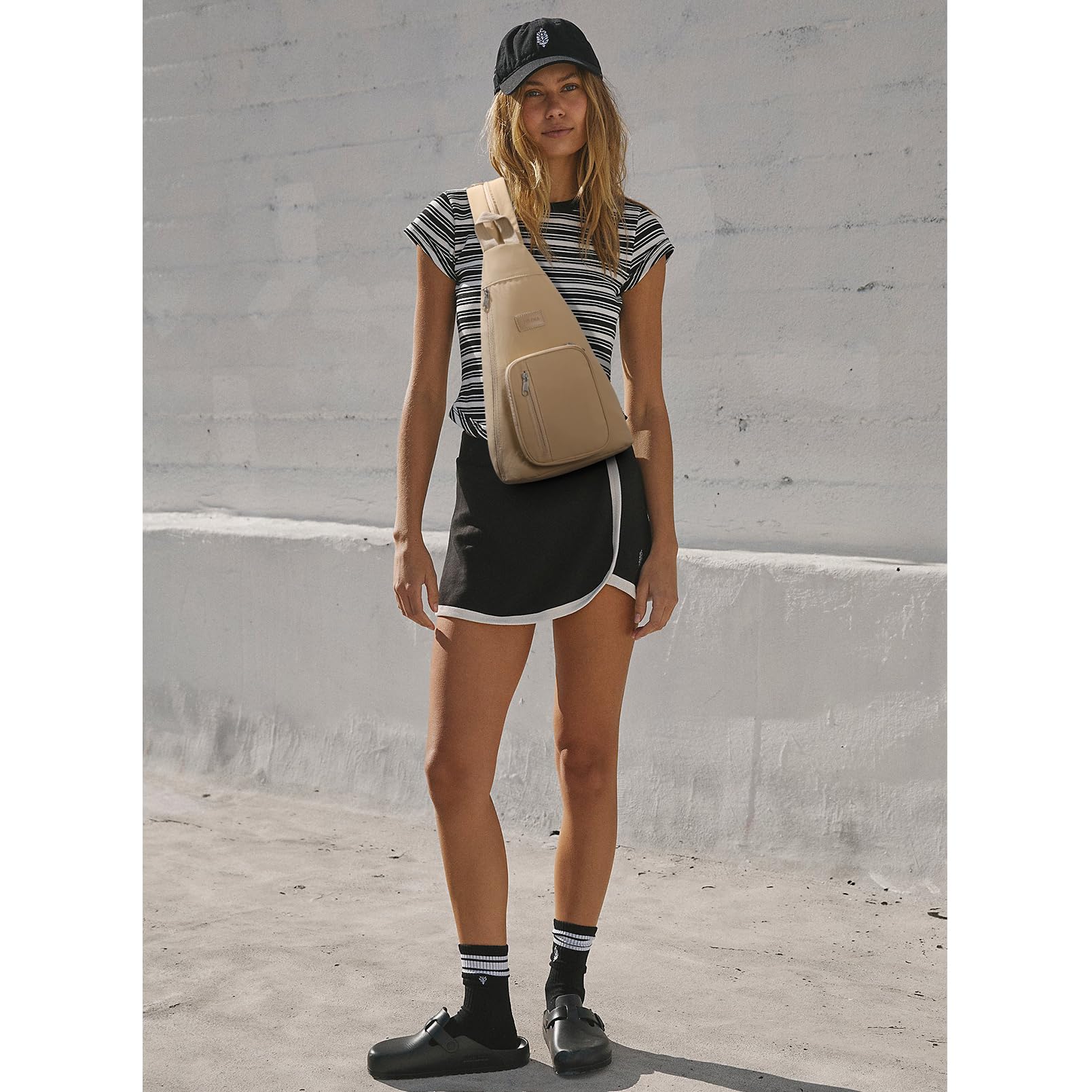 Telena Sling Bag Crossbody Backpack for Women Man 2 in 1 Lightweight Chest Bag Casual Daypack Backpacks for Travel Hiking Khaki