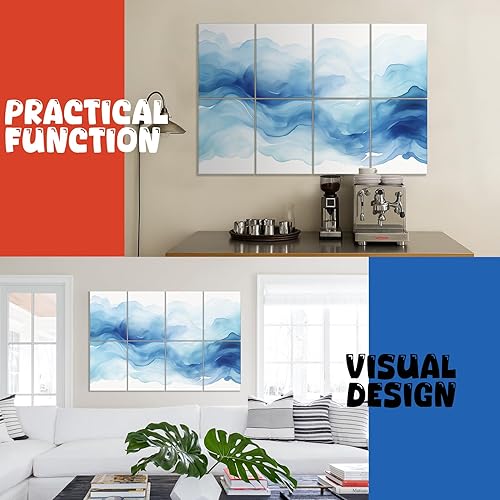 Miniatura 9 de Paquete de 8 paneles acústicos artísticos con autoadhesivos, arte acústico de pared de 48 x 32 pulgadas, mejores paneles decorativos a prueba de