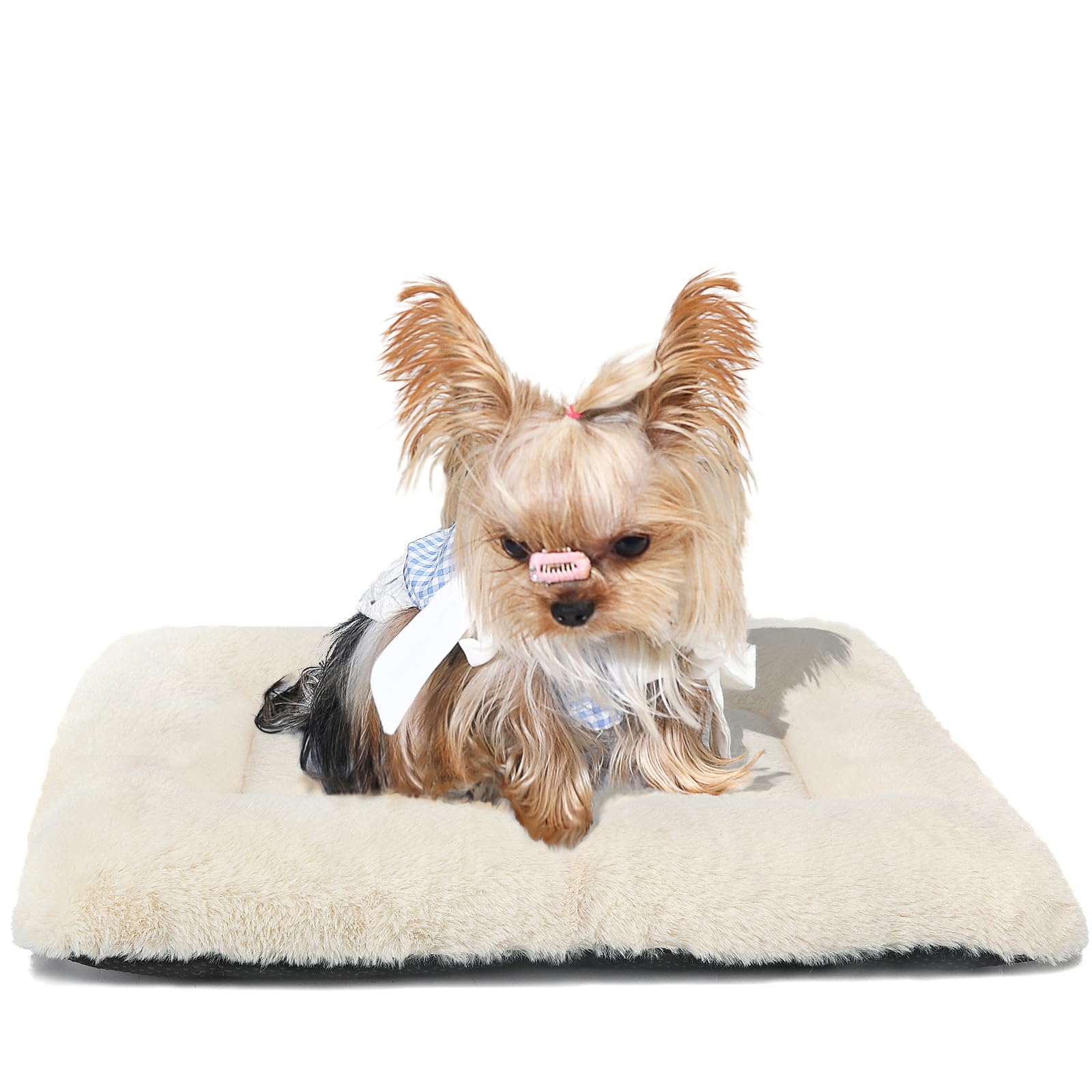 Welpenbett für Hundekäfige, 45,7 cm, für extra kleine Hunde, passend für Metallkisten, ultraweiches, flaches Hundebett, waschbar und rutschfest, für Käfige, 45,7 x 30,5 cm, flauschige, bequeme