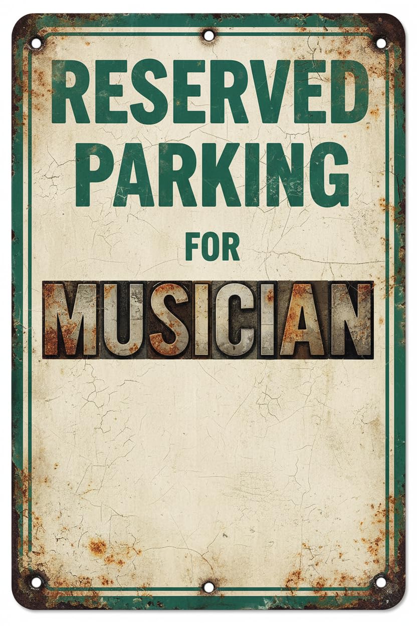 Wall Decor Reserved Parking Only For Musician Metal Aluminum Caution 8"x12" Sign Vintage Signs Plates Printed
