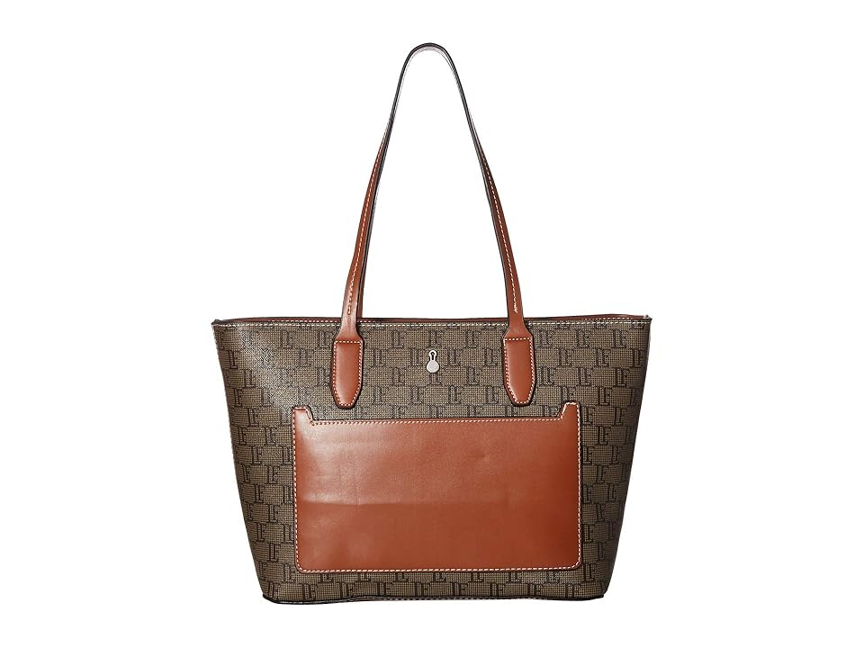 

London Fog Stafford Shopper (Dark Brown/Cognac Trim) Handbags