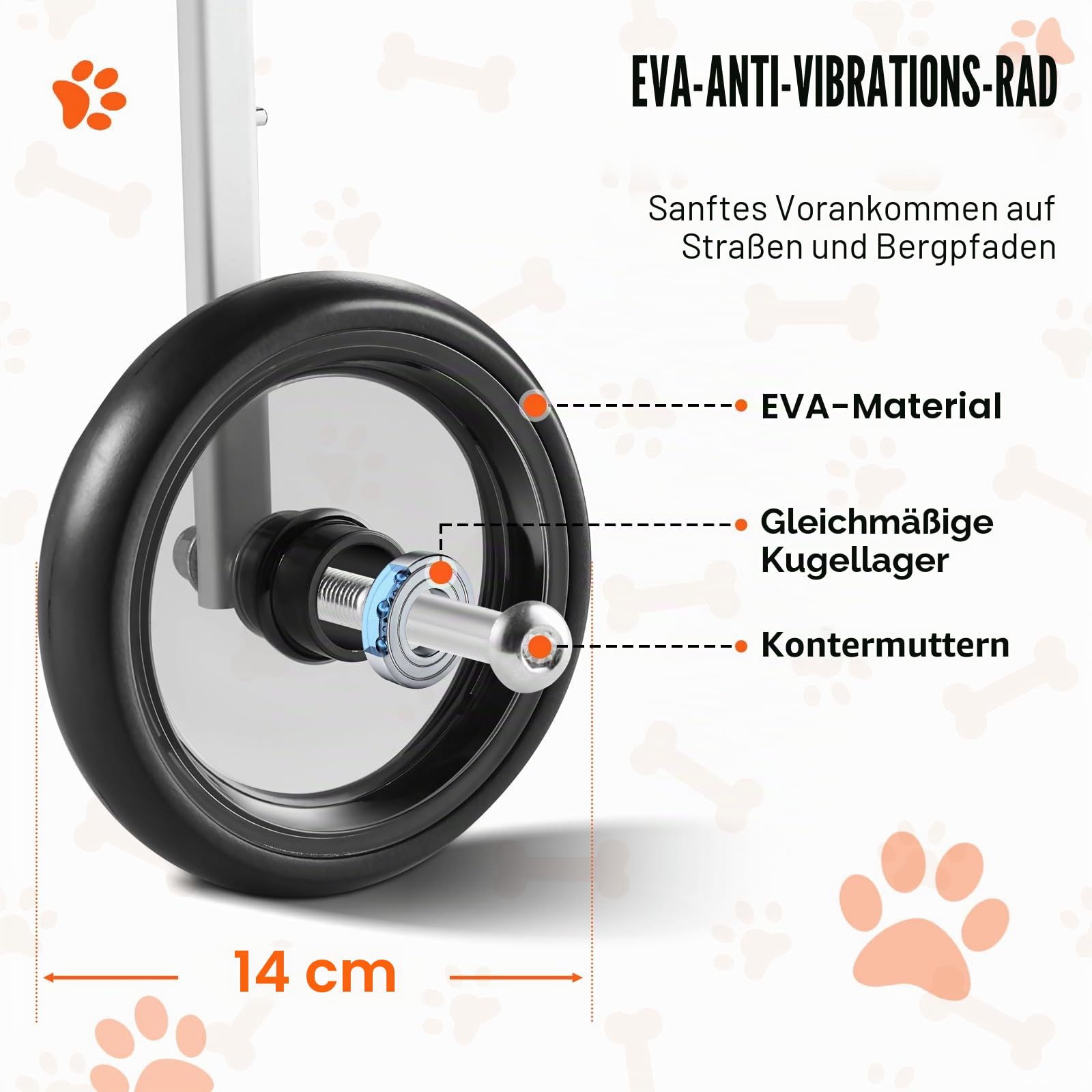 VEVOR Hunderollstuhl für Hinterbeine, Haustierrollstuhl, verstellbar, unterstützt die Heilung, Hundewagen/Rollstuhl für verletzte, behinderte, gelähmte oder an den Hinterbeinen schwache Haustiere