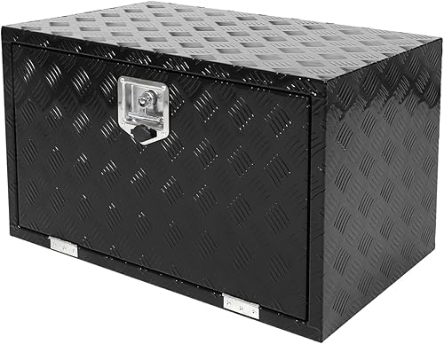 Miniatura 33 de Caja de herramientas de 48x24x24 pulgadas, caja de almacenamiento negra de aluminio para cama de camioneta pickup con cerradura y llaves, exterior,