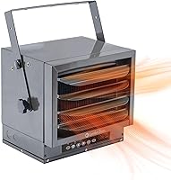 Comfort Zone 7500W Ceiling Mount Garage Heater - Hardwired 240V Industrial Fan Forced, Remote, Digital Thermostat, Timer, Overheat Protection