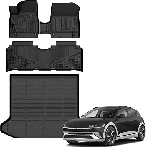Miniatura 29 de Auxko Alfombrillas para todo tipo de clima, aptas para Hyundai Palisade 7 y 8 asientos 2020-2024 2025, juego de accesorios de goma de elastómero