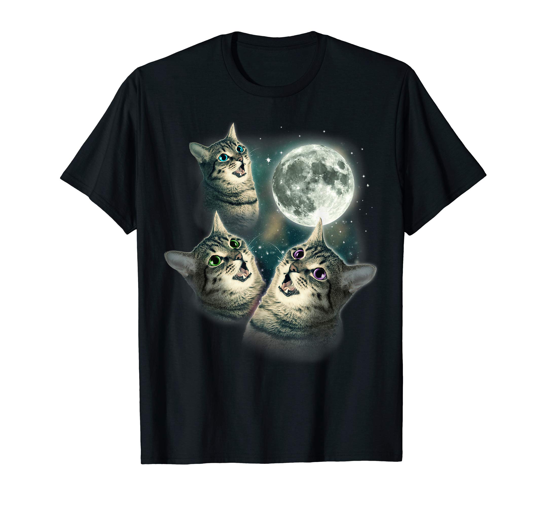 MagicMoonFunny Cat Shirt | Three Cat Moon 3 Wolfs Cute Kitten Graphic T-ShirtOEKO-TEX STANDARD 100