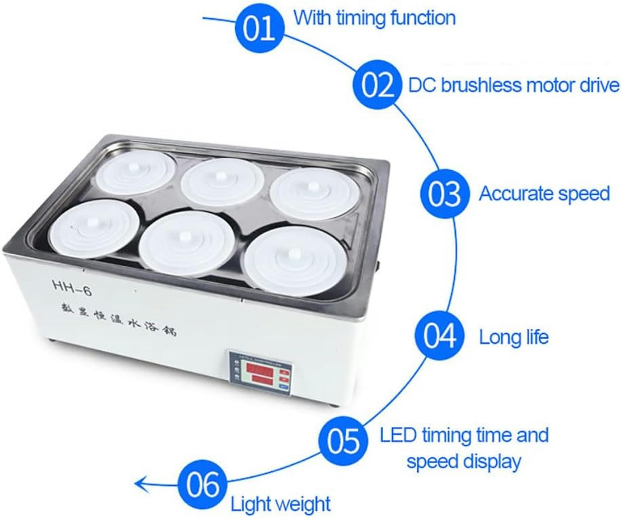 Baño María Termostático Digital, Baño María Poroso De Laboratorio con Control De Temperatura De Alta Precisión, 600W~ 1200W, RT A 100°C, Incrementos De 0,1°C, con Aberturas Seleccionables Y Función
