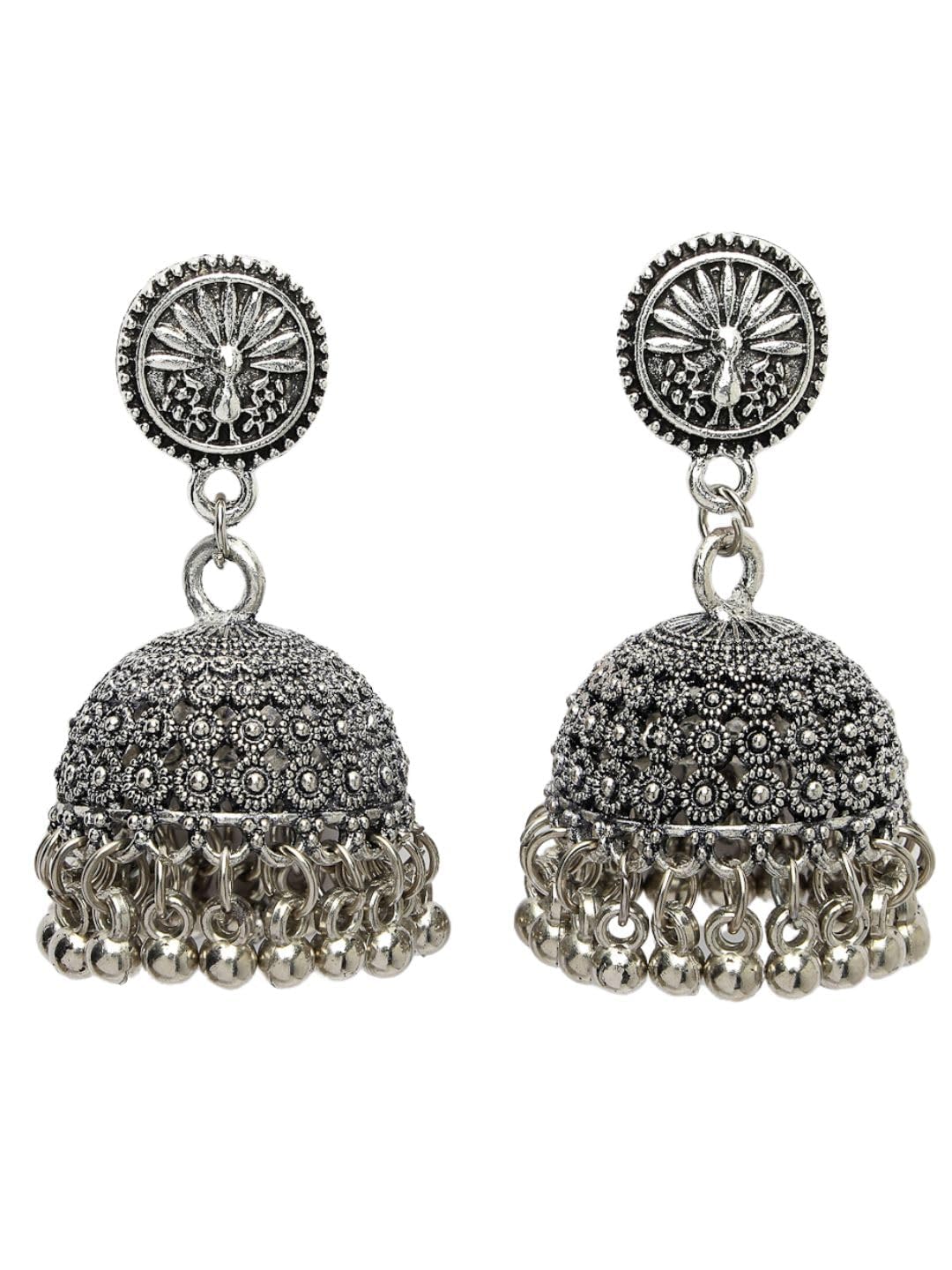 NVR Jewellery Earrings for Women Silver-Toned German Silver Oxidised Jhumka Earrings for Girls and Women | Dome Shaped Jhumki Birthday Gift for Girls & Women Anniversary Gift for Wife (B0D3HC1LLP) Amazon Price History, Amazon Price Tracker