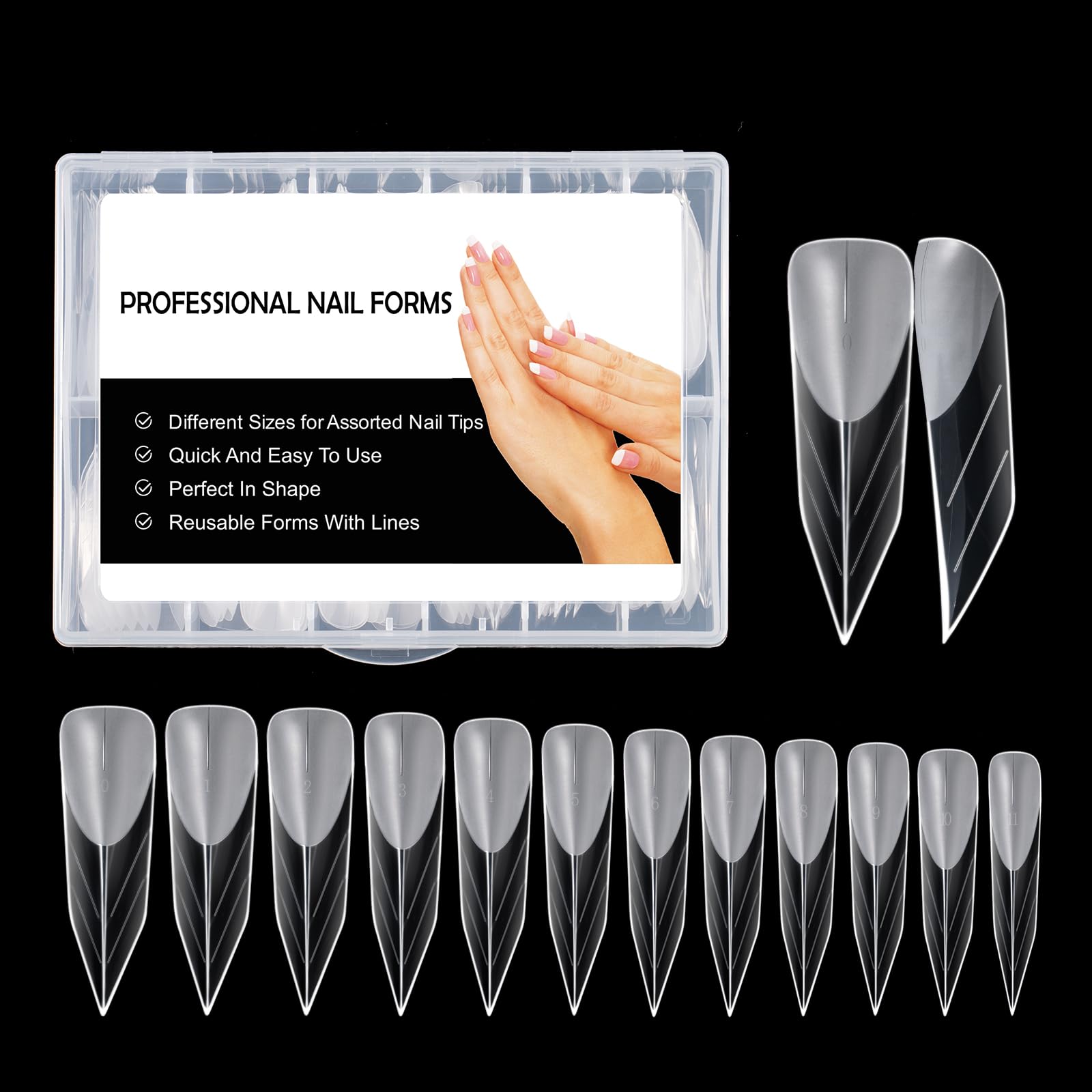 NMKL38 120pcs Dual Nail Forms Poly Extension Gel Nail Molds With Scale Builder for Gel Manicure Nail Art Design Salon DIY at Home