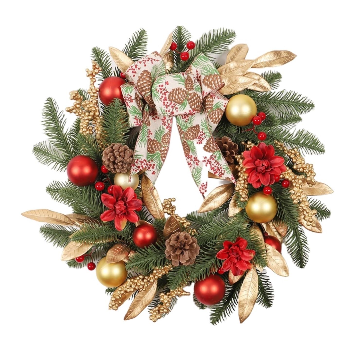 Couronne De Noel Porte Couronne De Noël Artificielle avec Boules Et Nœud for La Décoration Cheminée des Fenêtres Couronne De Noel A Decorer