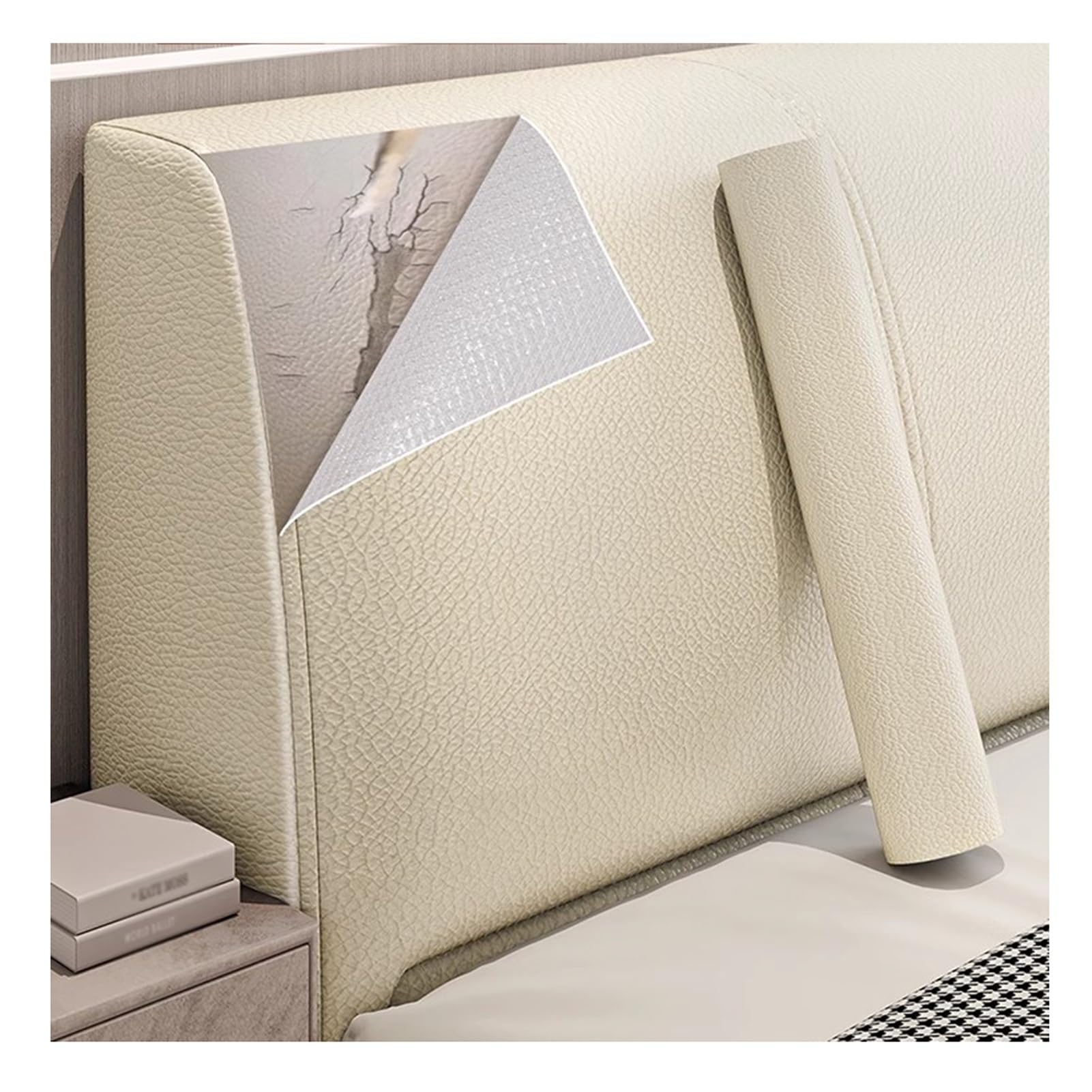 Kunstleder Selbstklebend Weißes Leder Patches Für Nacht, DIY Schneidbare Selbstklebendes Leder Reparatur Patch Für Sofa Möbel Couch Stuhl Handtasche(500x30cm)