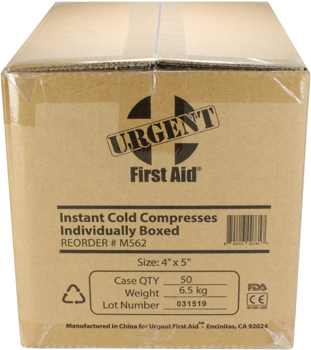 Case of 50 Individually Boxed Instant Cold Packs, 5" x 6" (4"x5" cold area) Disposable Cold Compresses - No pre-chilling required for fast first aid treatment & relief of aches, pains, bumps & bruises