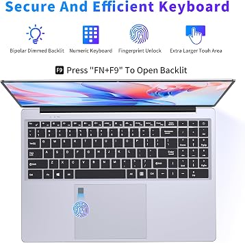 NIAKUN Laptop Computer, Gaming Laptops 2026, 16 Lap Top PC Windows 11 Pro, 16GB RAM 512GB SSD, Intel N100 Processor(4C/4T), Office 365, Backlit Keyboard, Fingerprint Unlock,