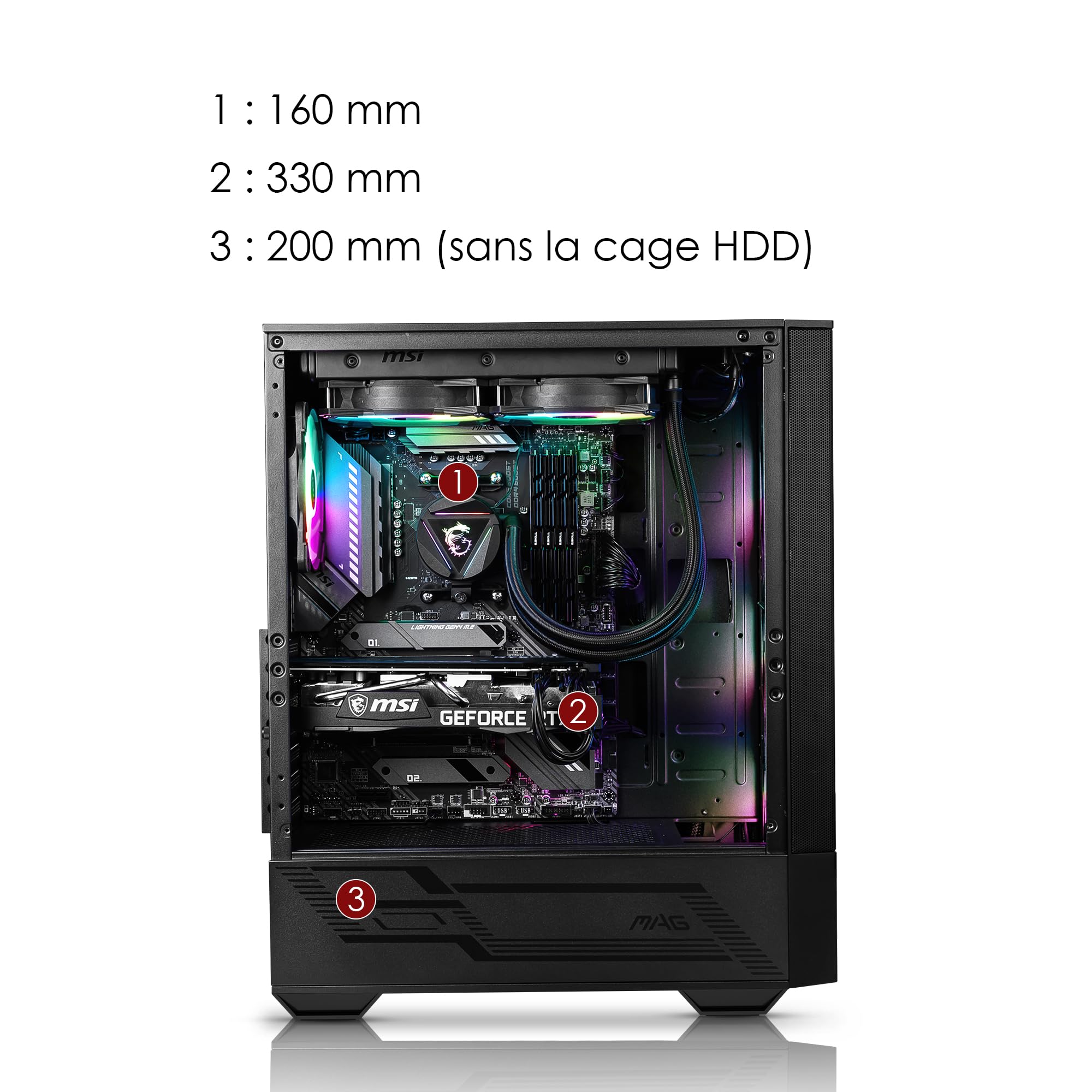 MSI MAG Forge 110R Boitier PC Gaming Moyen Tour Noir, 1x Ventilateur 120mm ARGB, Panneau Latéral en Verre Trempé, ATX, mATX, Mini-ITX