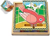 Vista 3 de Melissa & Doug Rompecabezas de mascotas en cubo de madera con bandeja de almacenamiento (16 piezas)