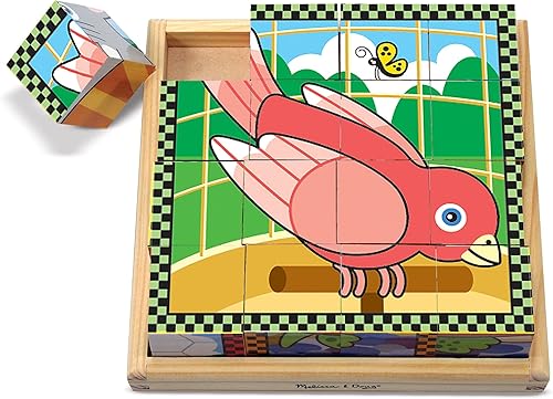 Miniatura 3 de Melissa  Doug Rompecabezas de cubo de madera para mascotas con bandeja de almacenamiento 16 piezas