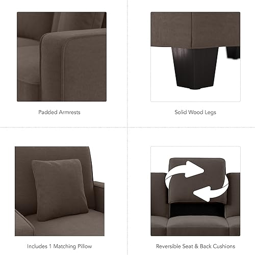 Miniatura 4 de Bush Furniture Emory Lane Lounge con brazos en microgamuza de cacao tumbona para sala de estar