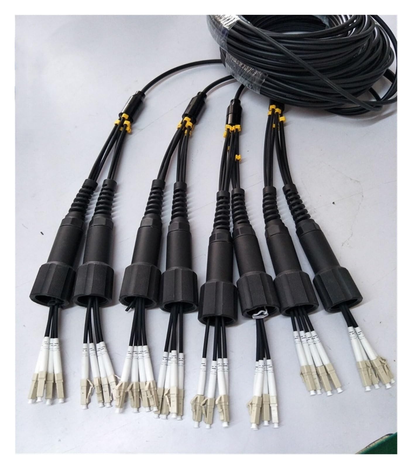 12 core OM3 patchcord esterno 200m250m300m TPU corazzato con bobina PCD380 12C 6C 8C LC SC FC ST multimodale 6mm jumper fibra ottica (300m, LC-LC con tamburo)