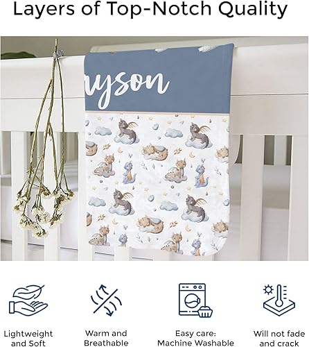 Miniatura 4 de MDPrints - Mantas de bebé personalizadas de vaca para niños, manta personalizada con nombre de bebé, regalo personalizado para recién nacido,