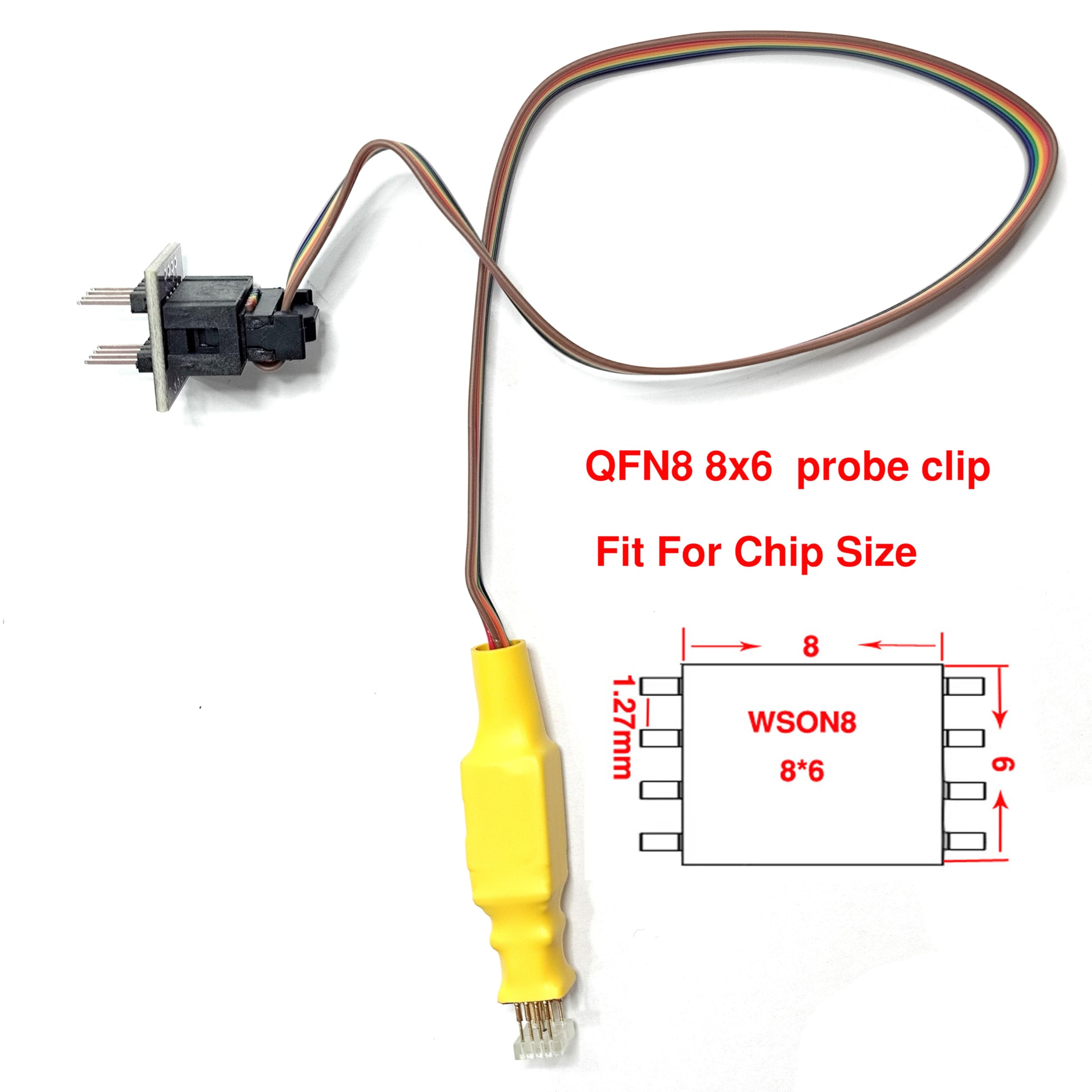 DFN8 QFN8 WSON8 Chip Probe Line Clip Read Write Chip Circuit Programming 1.27 6 * 8 for USB Programmer EZP2019 EZP2023 Xgecu TL866II T56 T48 T76 RT809F RT809H