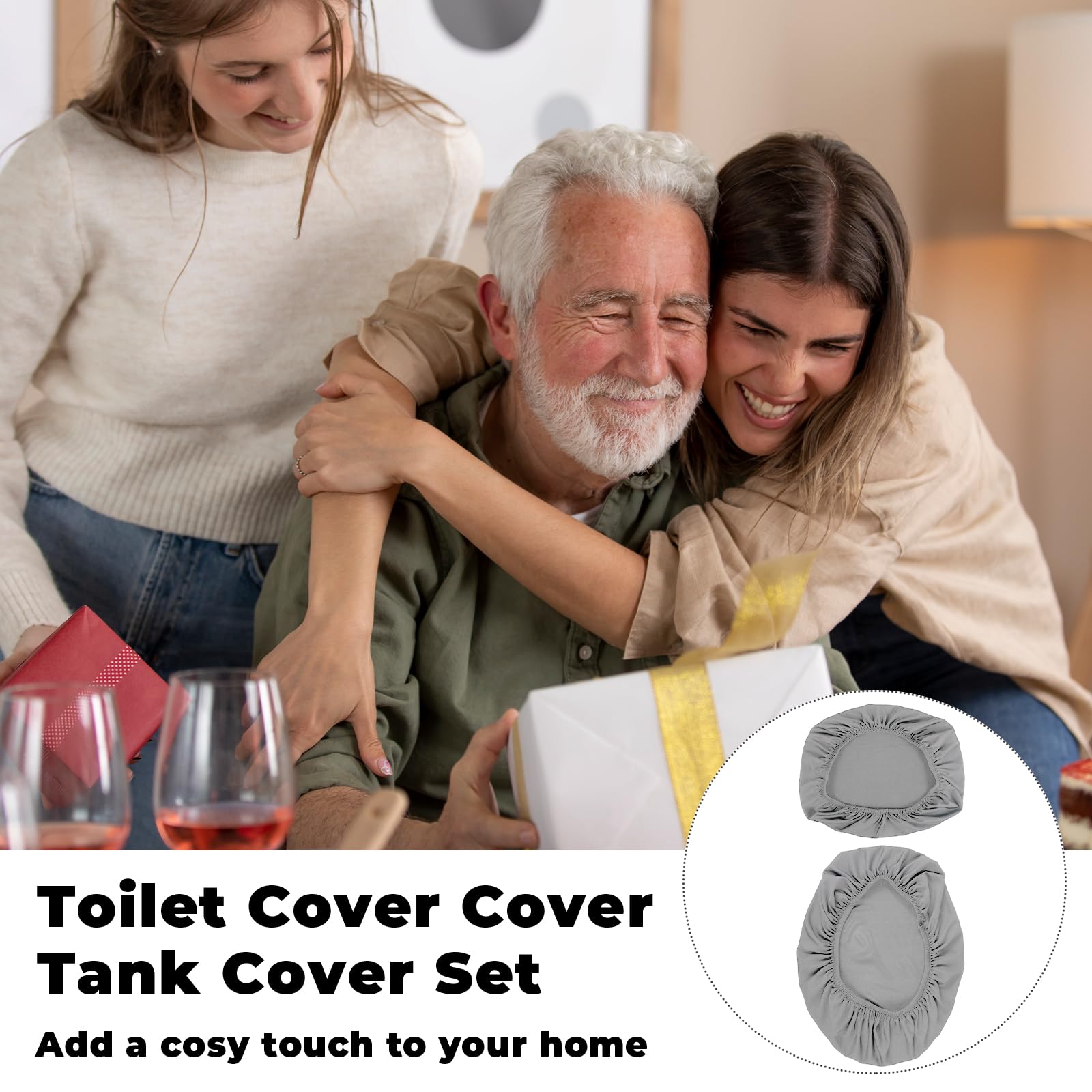 Grey Toilet Lid & Tank Covers - Protect & Decorate -5