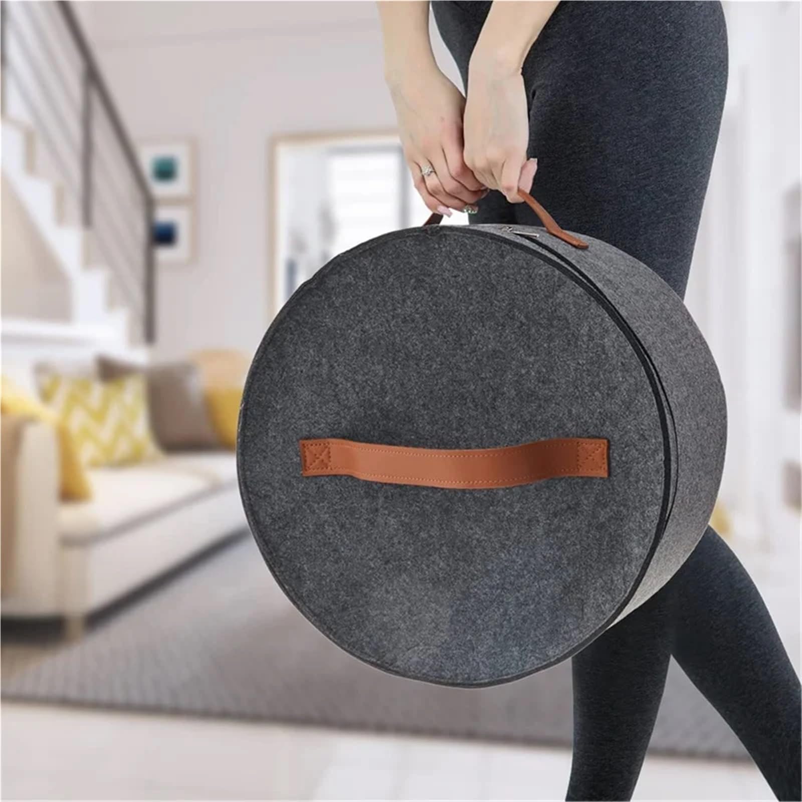 Aufbewahrungsbox mit großem Fassungsvermögen und Deckel Reißverschluss, Multifunktions-Aufbewahrungsbox for Hüte, Kleidung, Reiseetui, Aufbewahrungsbehälter für Schrank oder Reise(Black,L)