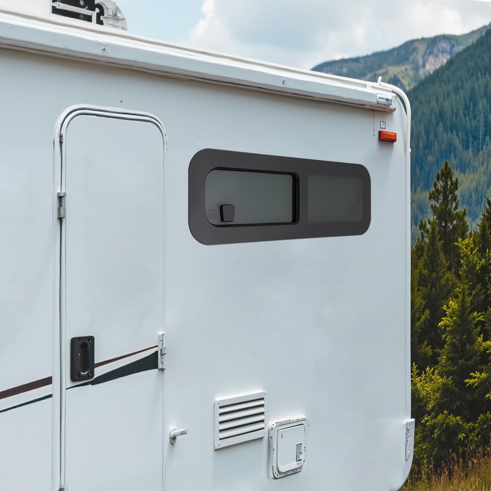 Finestra laterale per roulotte, camper, caravan, con vetro scuro, finestra scorrevole orizzontale, lato conducente (780 x 280 mm)
