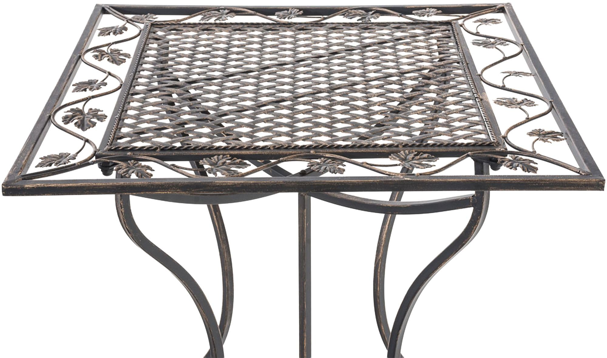 CLP Table de Jardin Asina Carree 60 x 60 cm, Style Art Nouveau Romantique en Fer, Finition deperlante pour terrasse et Balcon, Couleur:Bronze
