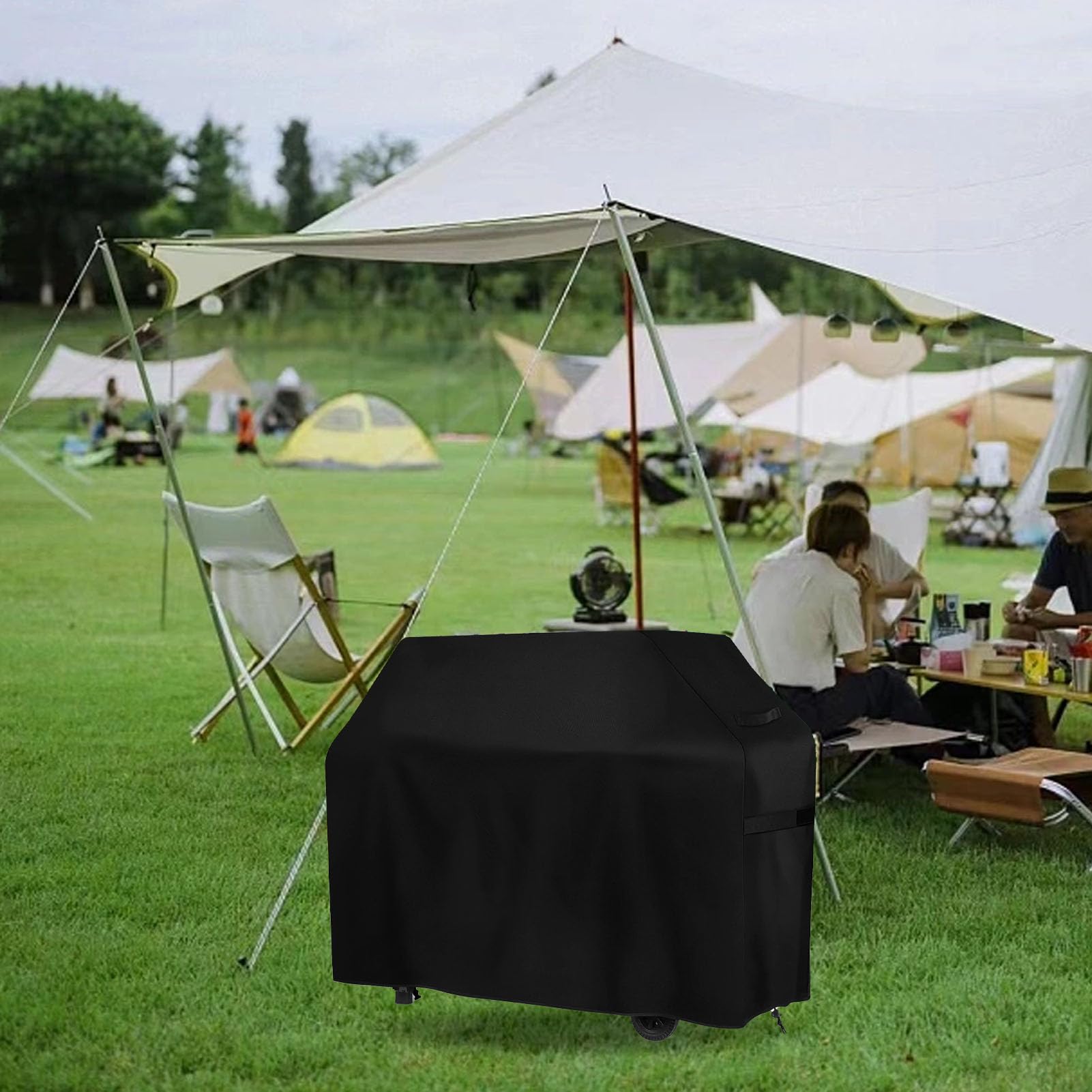 Copri Barbecue Impermeabile in Tessuto Oxford 420D, Copri Griglia a Gas Resistente, Copertura per Barbecue Anti Strappo e UV con Fibbia Antivento e Cordino, Interno Argento per Gri (183x66x130 cm)