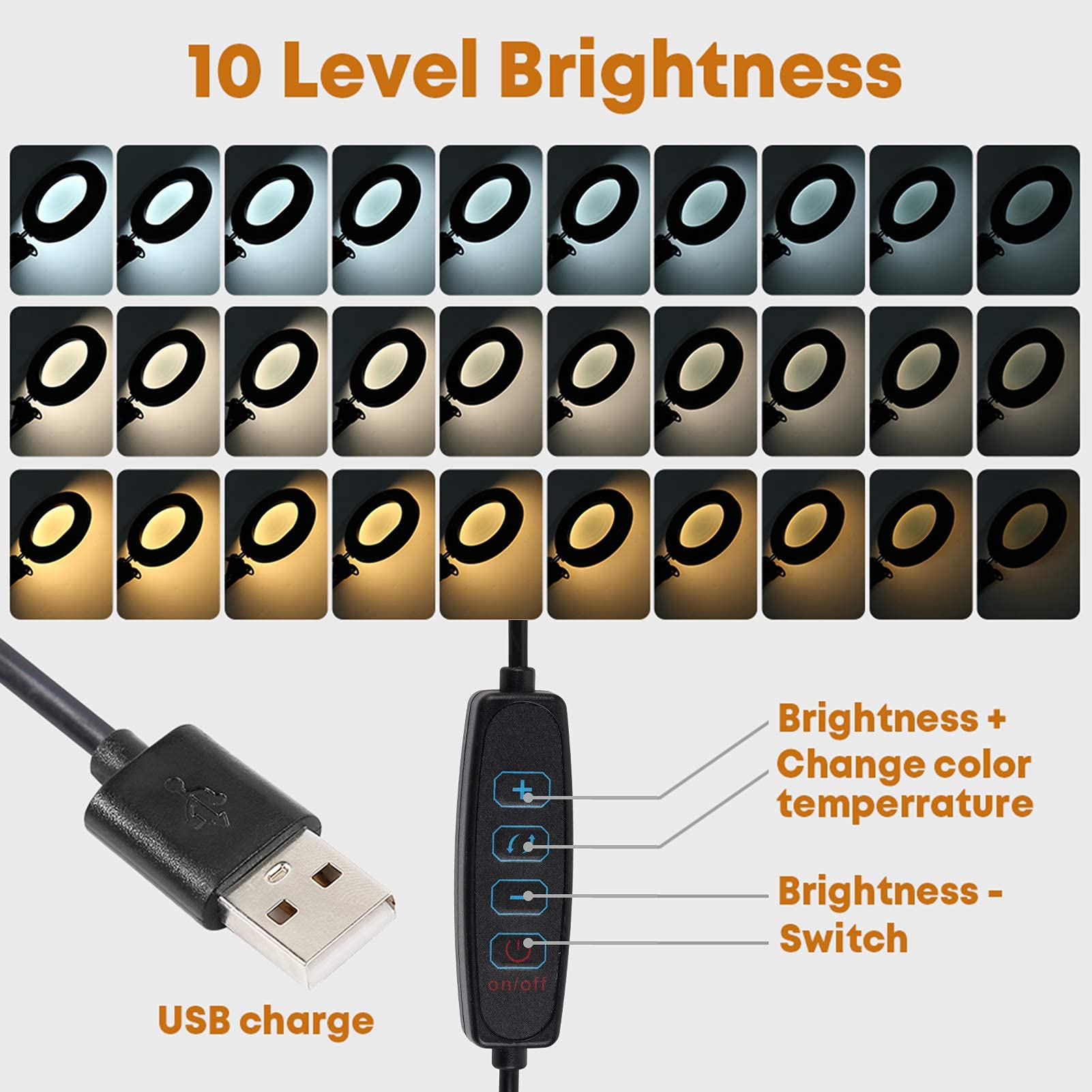 Lámpara de aumento LED con abrazadera, 1,500 lúmenes, regulable sin escalonamientos, 3 modos de color, brazo giratorio ajustable, luz de lupa iluminada para lectura, manualidades, trabajo cercano, 8 a