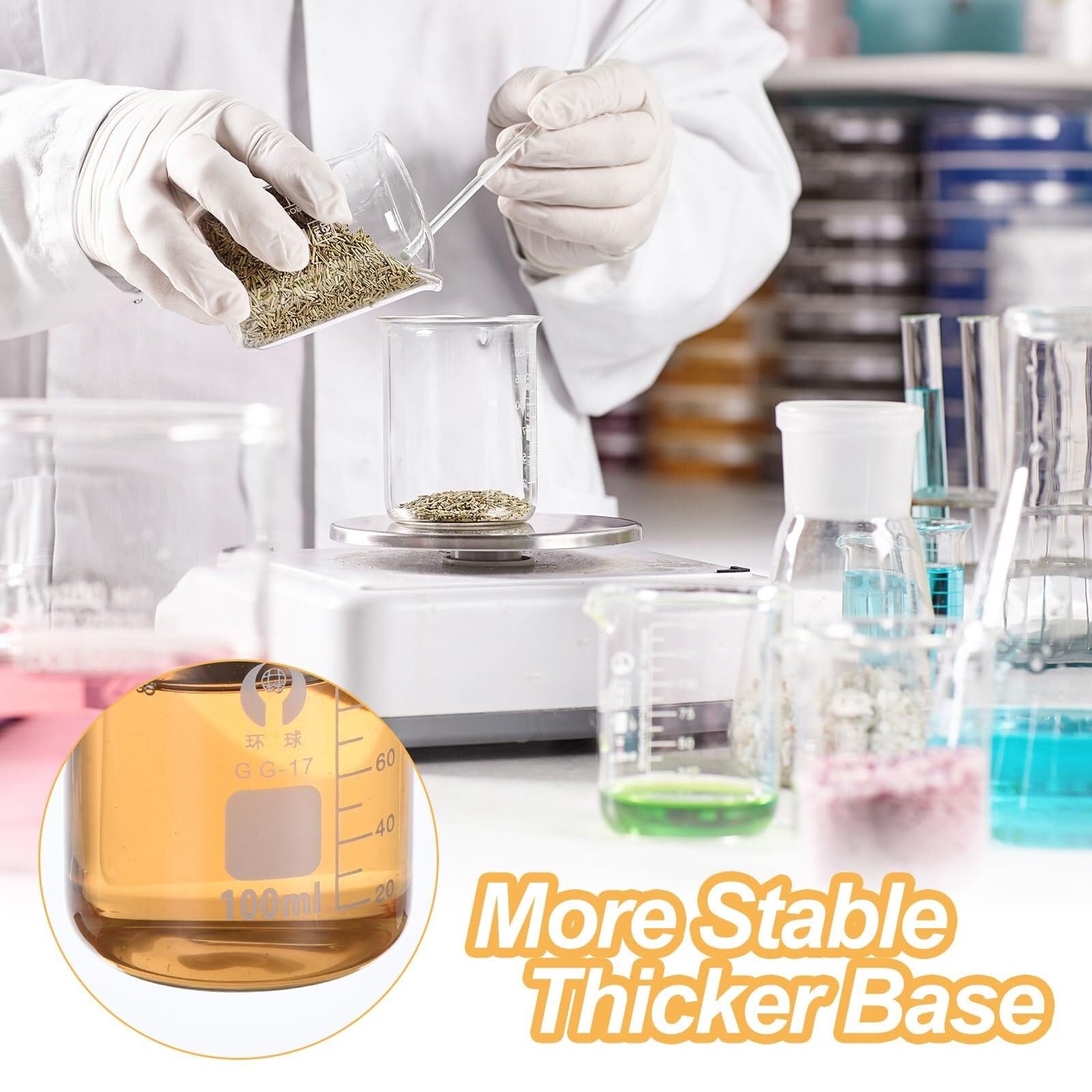 50ml Messbecher aus Borosilikatglas 3.3 mit Ausgießer und Skala – Hitzebeständig, chemikalienfest, ideal für Labor, Unterricht und Küche(5 pcs 100ML)