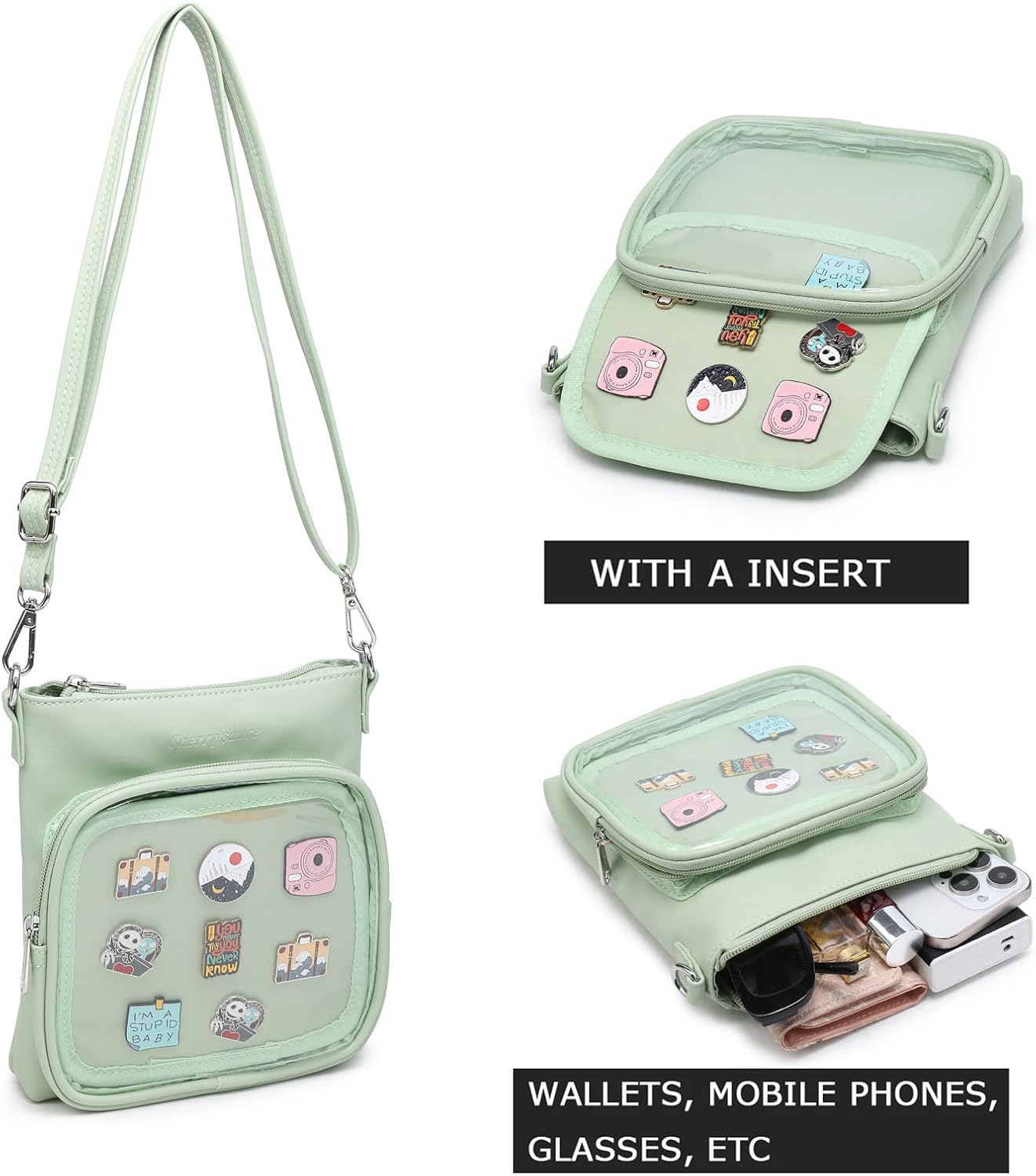 Mini Ita Crossbody Purse, Pin Display Small Shoulder Bag For Anime image 5